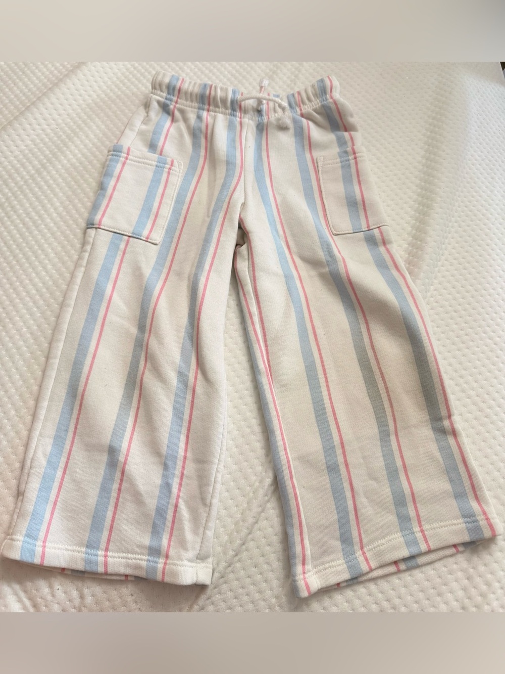 Cat & Jack White Pull-On Pants with Blue and Pink Stripes